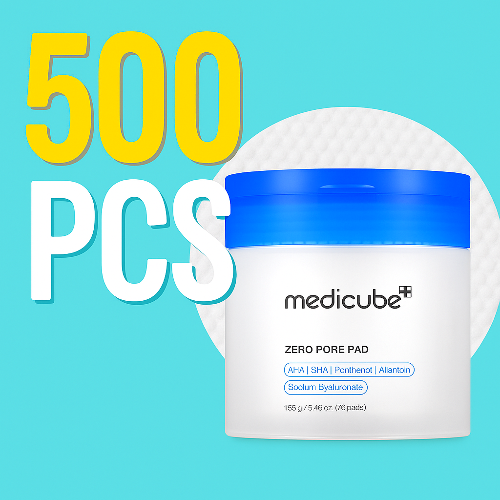 Medicube Zero Pore Pad container with 500 skincare pads – exfoliating and pore refining facial treatment