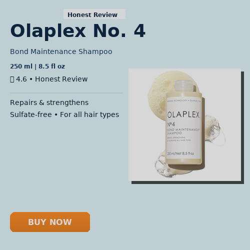Thumbnail image of Olaplex No. 4 Bond Maintenance Shampoo with honest review highlights and product features.