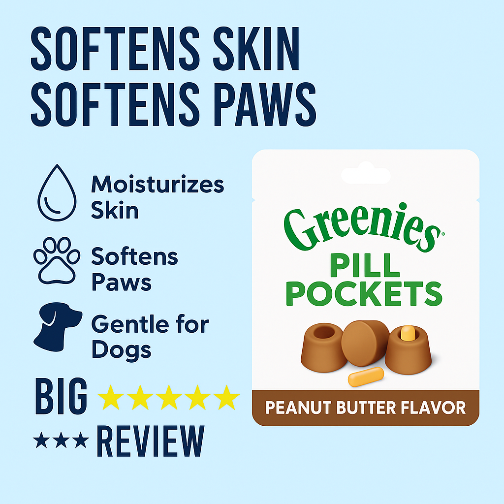Greenies Pill Pockets Peanut Butter Flavor for Dogs – Soft dog treats for hiding pills, real peanut butter, 60-count pack, vet-recommended medicine treats for easy pill giving.